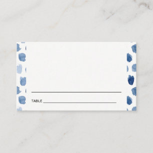 BLAUWE INDIGO WATERVERF BAR BBT MITZVAH PLACE CARD VISITEKAARTJE