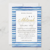 BLAUWE INDIGO WATERVERF STRIPES BBT BAR MITZVAH BEDANKKAART (Voorkant)