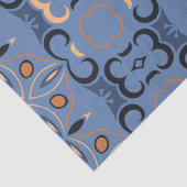 Blauwe Indische en Oranje Bohemen-etnische patrone Tissuepapier (Detail)
