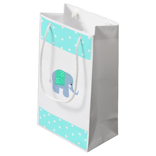 Blauwe Indische olifant Klein Cadeauzakje (Achterkant Gekanteld)