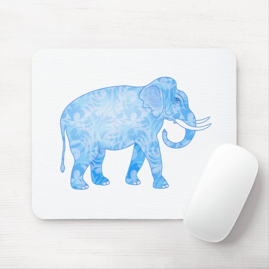 Blauwe Indische olifant met Fancy patroon Muismat (Met muis)