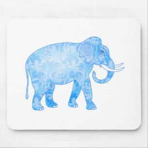 Blauwe Indische olifant met Fancy patroon Muismat