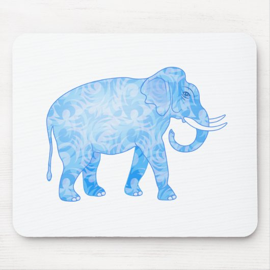 Blauwe Indische olifant met Fancy patroon Muismat (Voorkant)