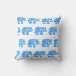 Blauwe Indische Olifant Worp Kussen