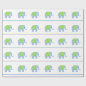 Blauwe Indische olifanten Cadeaupapier (Vlak)