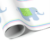 Blauwe Indische olifanten Cadeaupapier (Rol Hoek)