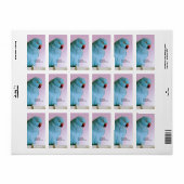 Blauwe Indische ring nekparkiet met rode neus Etiket (Full Sheet)