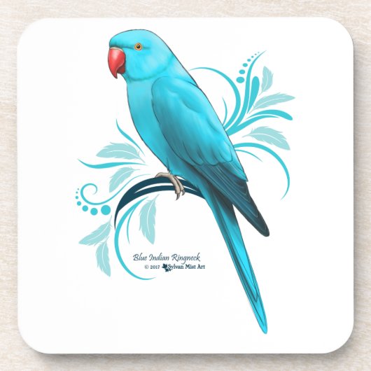 Blauwe Indische ringnek Parrot Bier Onderzetter (Voorkant)