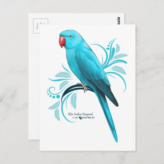Blauwe Indische ringnek Parrot Briefkaart (Voorkant / Achterkant)