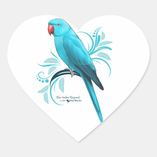Blauwe Indische ringnek Parrot Hart Sticker (Voorkant)