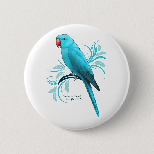 Blauwe Indische ringnek Parrot Ronde Button 5,7 Cm (Voorkant)