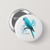 Blauwe Indische ringnek Parrot Ronde Button 5,7 Cm (Voorkant /achterkant)