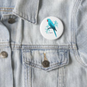 Blauwe Indische ringnek Parrot Ronde Button 5,7 Cm (In situ)