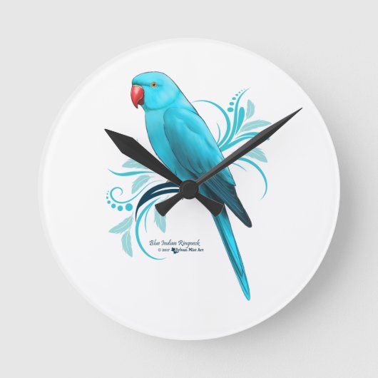 Blauwe Indische ringnek Parrot Ronde Klok (Voorkant)