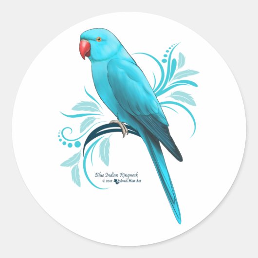 Blauwe Indische ringnek Parrot Ronde Sticker (Voorkant)