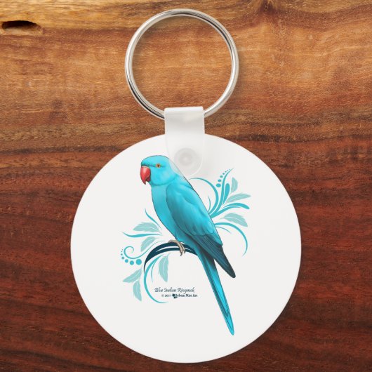 Blauwe Indische ringnek Parrot Sleutelhanger (Voorkant)