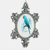 Blauwe Indische ringnek Parrot Tin Sneeuwvlok Ornament (Links)