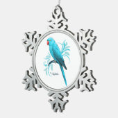 Blauwe Indische ringnek Parrot Tin Sneeuwvlok Ornament (Rechts)