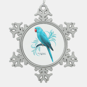 Blauwe Indische ringnek Parrot Tin Sneeuwvlok Ornament