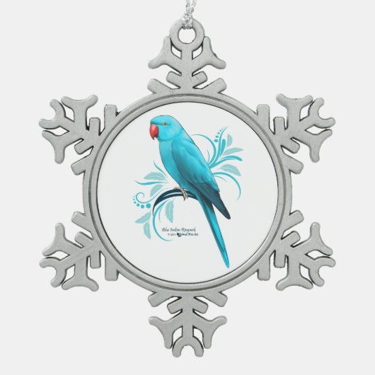 Blauwe Indische ringnek Parrot Tin Sneeuwvlok Ornament (Voorkant)