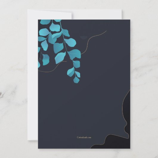 Blauwe indruk religieuze uitnodiging (Achterkant)