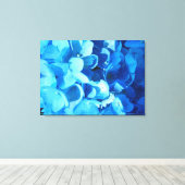blauwe indruk - zomerbloemen hydrangea canvas afdruk (Insitu (Houten vloer))