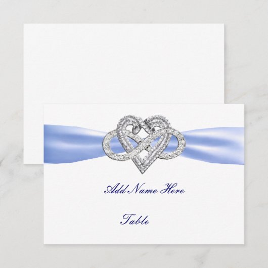 Blauwe Infinity Hart Bruiloft Tafel Plaats Kaart (Voorkant / Achterkant)