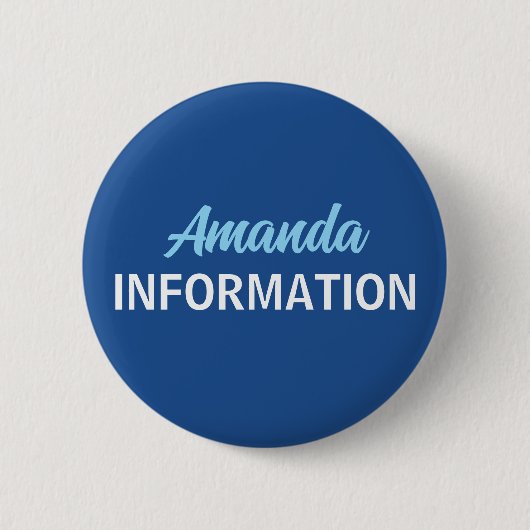 Blauwe Informatie Vrijwilliger Ronde Button 5,7 Cm (Voorkant)