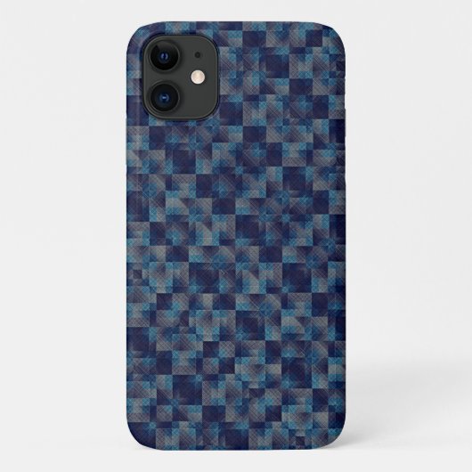 Blauwe ingecheckte bekleding met canvasweefsel Case-Mate iPhone case (Achterkant)