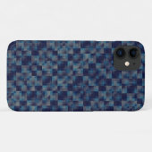 Blauwe ingecheckte bekleding met canvasweefsel Case-Mate iPhone case (Achterkant (horizontaal))