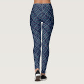 Blauwe ingecheckte bekleding met canvasweefsel leggings (Achterkant)