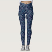 Blauwe ingecheckte bekleding met canvasweefsel leggings (Voorkant)