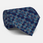 Blauwe ingecheckte bekleding met canvasweefsel stropdas (Opgerold)