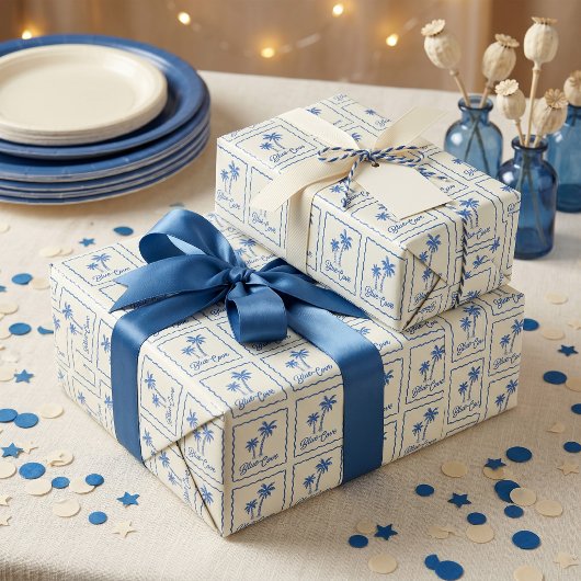 Blauwe Inham Cadeaupapier