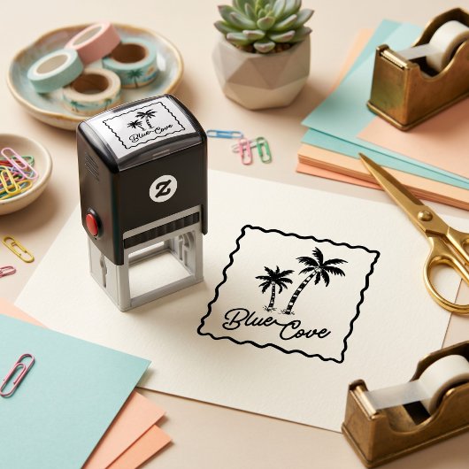 Blauwe Inham Zelfinktende Stempel