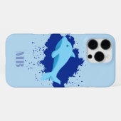 blauwe initiaal monogram iPhone 16 pro max hoesje (Achterkant horizontaal)
