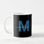 Blauwe Initiaal Naam Monogram Koffiemok (Links)