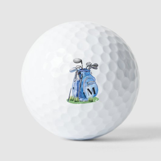 Blauwe initiële monogram golfballen (Voorkant)