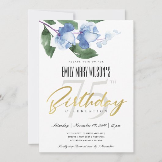 BLAUWE INK WASH WATERVERF VLOEISTOF ALLE LEEFTIJDS KAART (Voorkant)