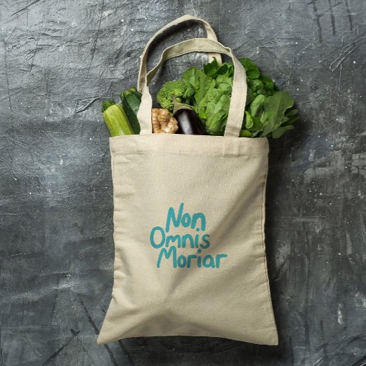 Blauwe inkt Handgeschreven Oude Latijnse quote Tote Bag