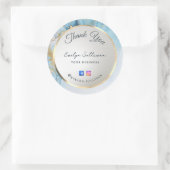 Blauwe inkt marmer dank u ronde sticker (Tas)