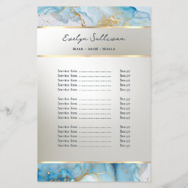 blauwe inkt marmer prijslijst flyer