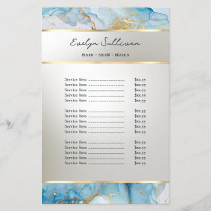 blauwe inkt marmer prijslijst flyer