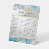 blauwe inkt marmer prijslijst reclamebord met voetstuk (Voorkant)