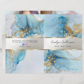 Blauwe inkt marmer service menu brochure (Voorkant / Achterkant)