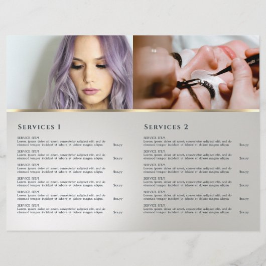 Blauwe inkt marmer service menu brochure (Achterkant)