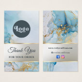 Blauwe inkt marmeren bijsluiter visitekaartje (Voorkant /achterkant)