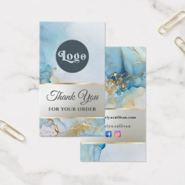 Blauwe inkt marmeren bijsluiter visitekaartje