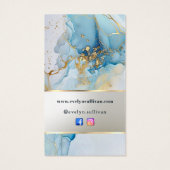 Blauwe inkt marmeren bijsluiter visitekaartje (Achterkant)