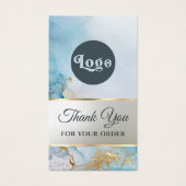 Blauwe inkt marmeren bijsluiter visitekaartje (Voorkant)